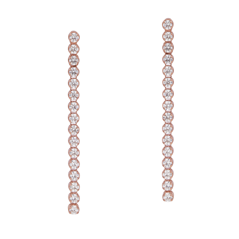 Boucles d'oreilles bronze plaqué or rose et oxydes de zirconium