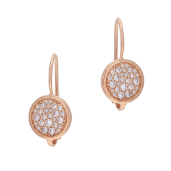 Boucles d'oreille en bronze plaqué or  rose et oxydes de zirconium
