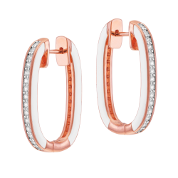 Boucles d'oreilles en bronze plaqué or rose, laque et oxydes de zirconium