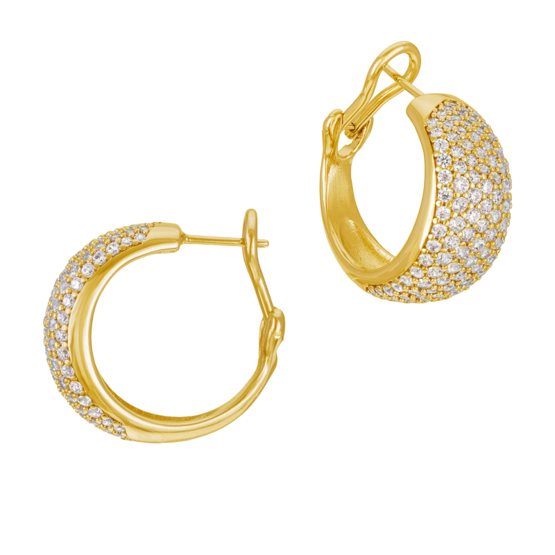 Boucles d'oreilles en bronze plaqué or et oxydes de zirconium 