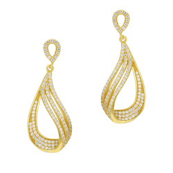 Boucles d'oreilles en argent doré et oxydes de zirconium