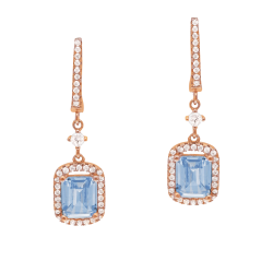 Boucles d'oreilles en argent doré rose, oxydes de zirconium