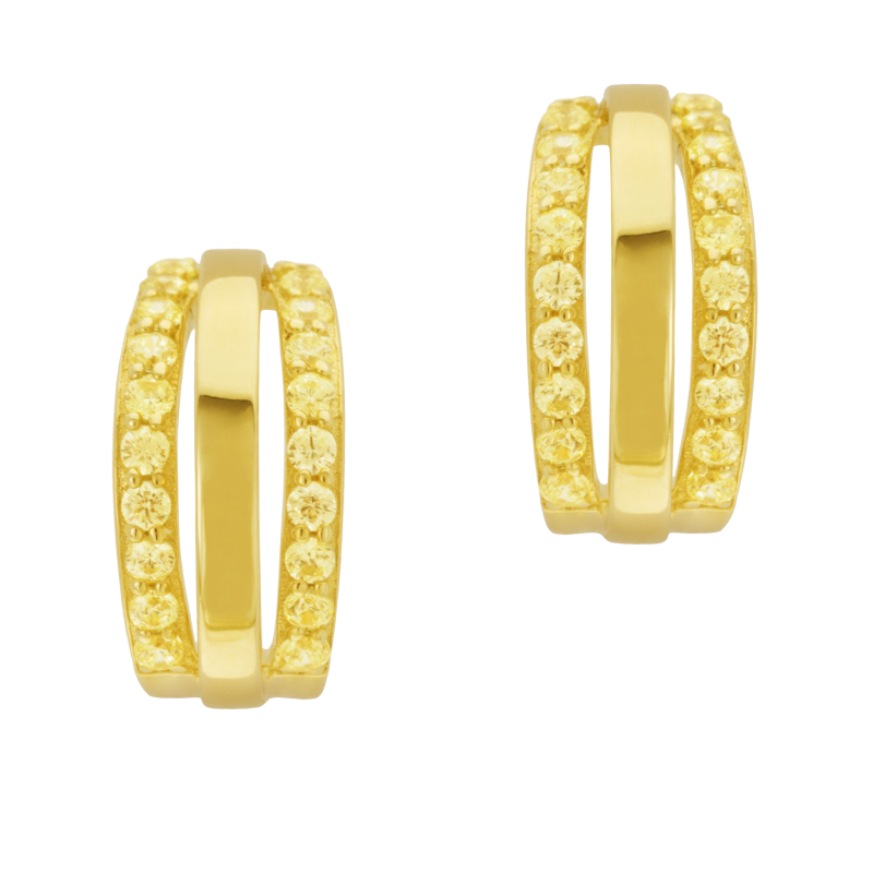 Boucles d'oreilles en argent doré, oxydes de zirconium