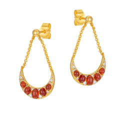 Boucles d'oreilles en argent doré, grenats et oxydes de zirconium