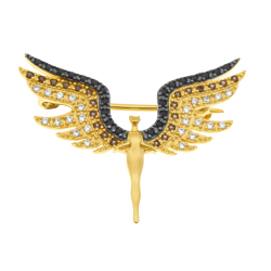 Broche en plaqué or, spinelles et oxydes de zirconium