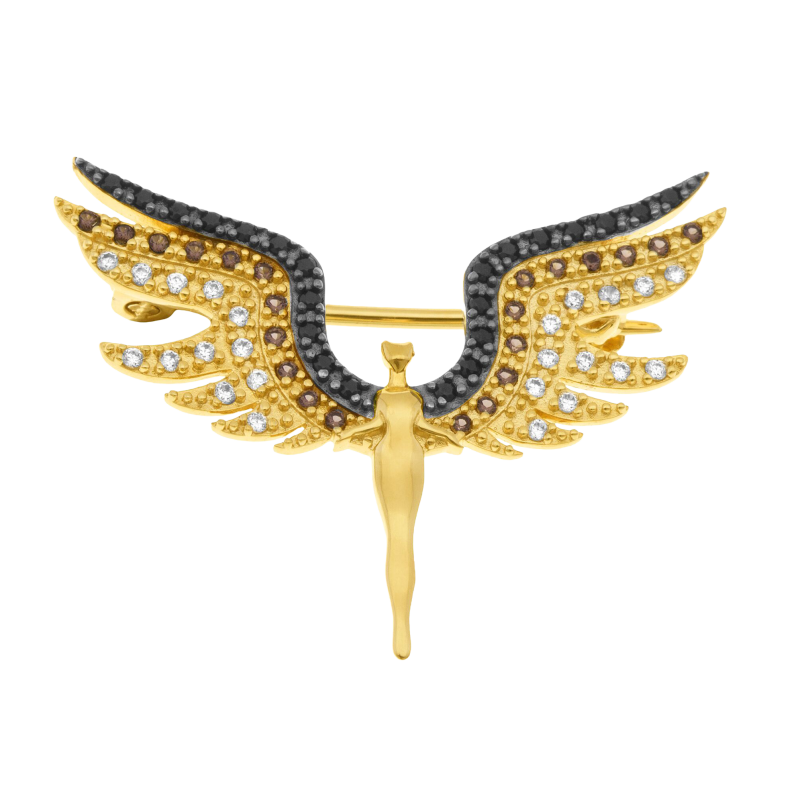 Broche en plaqué or, spinelles et oxydes de zirconium
