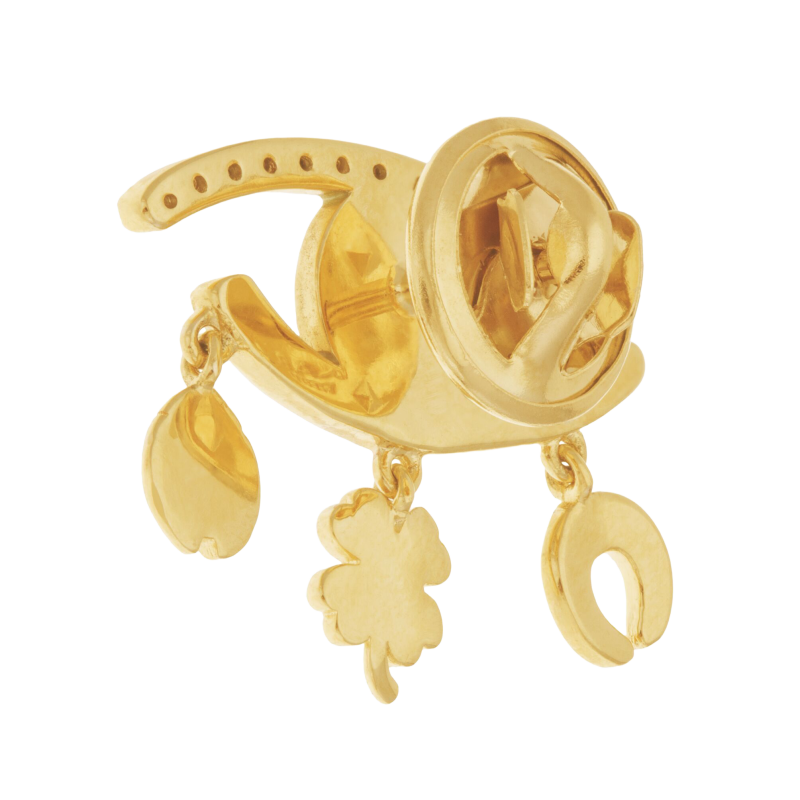 Pin's en plaqué or, oxydes de zirconium et laque 