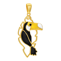 Broche pendentif en plaqué or et laque 