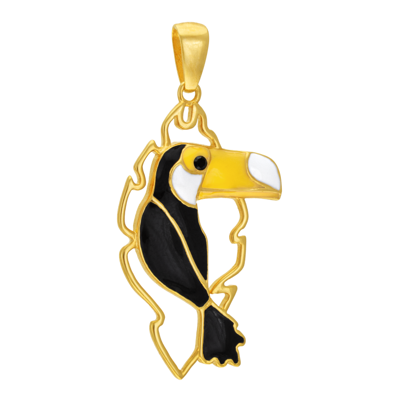 Broche pendentif en plaqué or et laque 