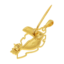 Broche pendentif en plaqué or et laque 
