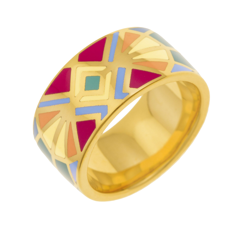 Bague en plaqué or et laque
