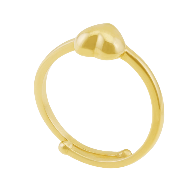 Bague règlable en plaqué or, coeur