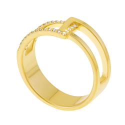 Bague en plaqué or et oxydes de zirconium