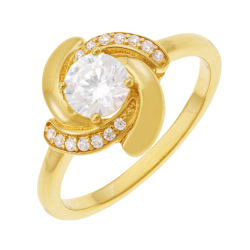 Bague en plaqué or et oxydes de zirconium