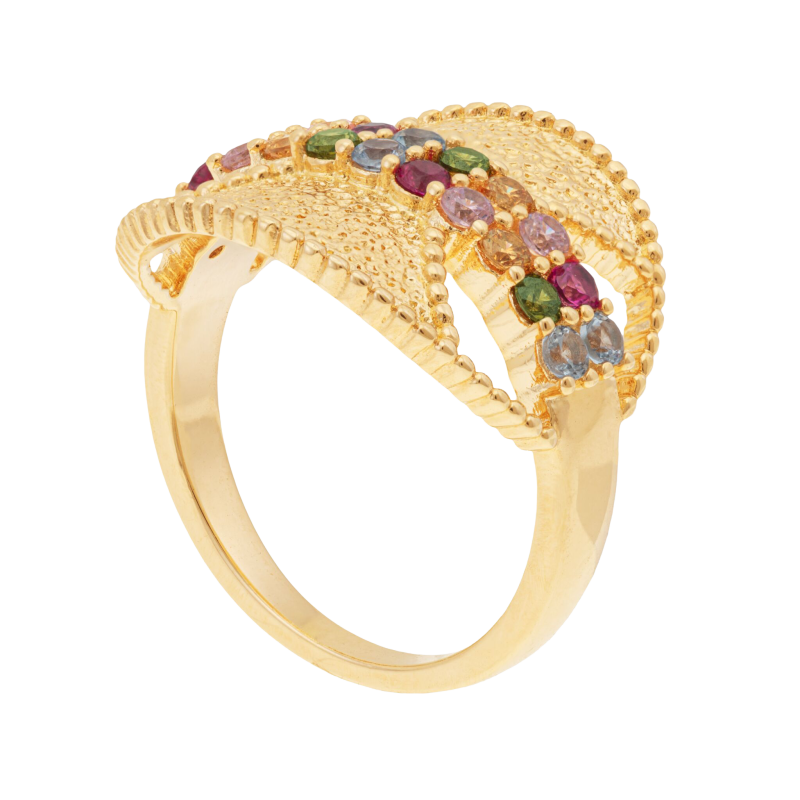 Bague en plaqué or et oxydes de zirconium