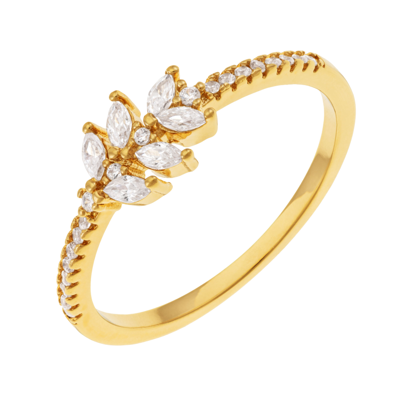 Bague en plaqué or et oxydes de zirconium