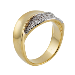 Bague croisée en plaqué or avec des oxydes de zirconium