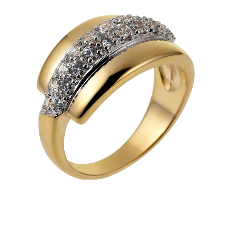 Bague en plaqué or avec des oxydes de zirconium
