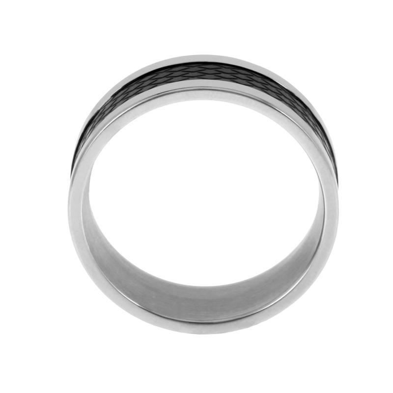 Bague en acier et acier noir
