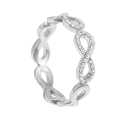 Bague en argent rhodié et oxydes de zirconium