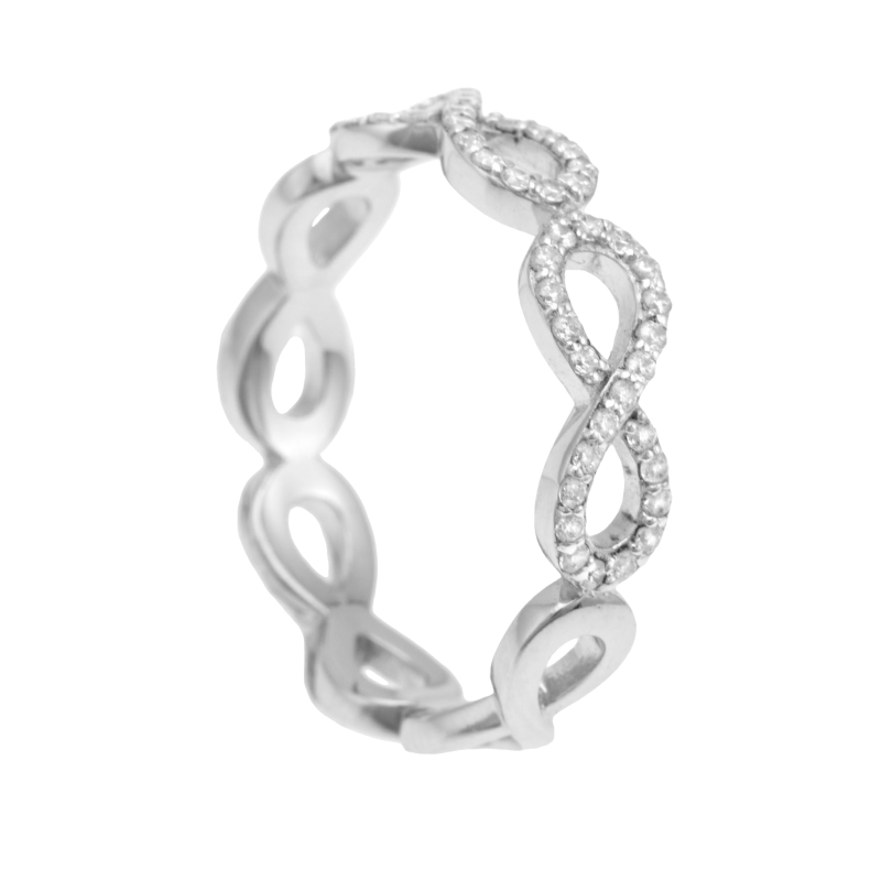 Bague en argent rhodié et oxydes de zirconium