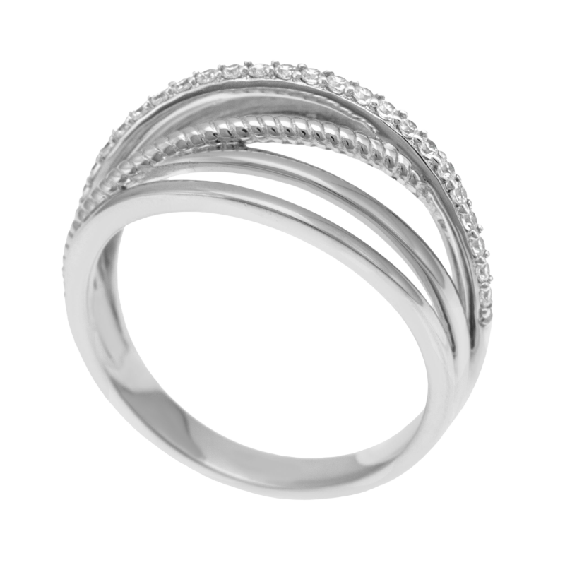 Bague en argent rhodié et oxydes de zirconium