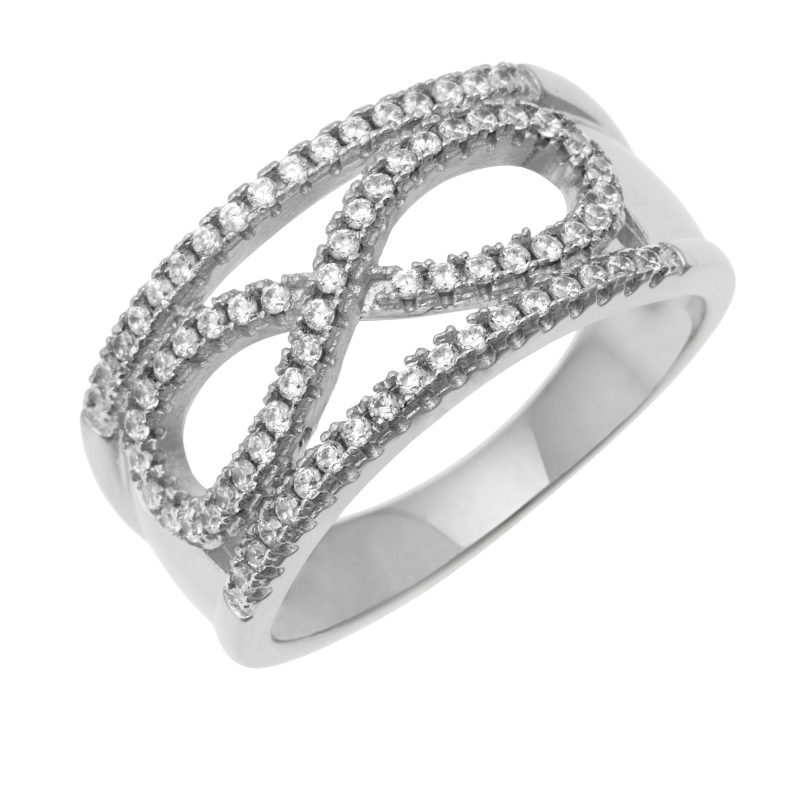 Bague en argent rhodié et oxydes de zirconium