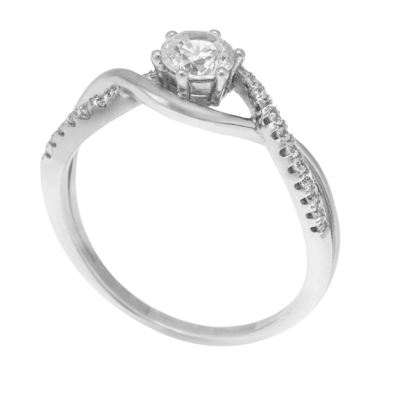 Bague en argent rhodié, oxydes de zirconium