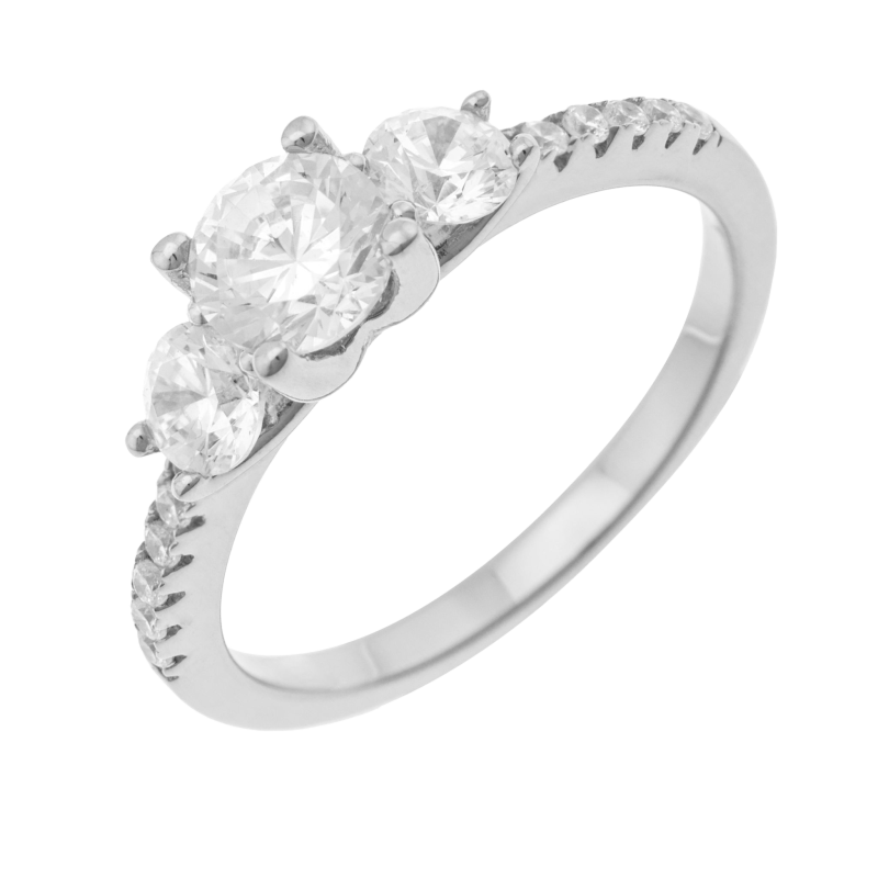 Bague en argent rhodié et oxydes de zirconium