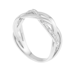 Bague en argent rhodié et oxydes de zirconium