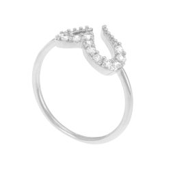 Bague en argent rhodié, oxydes de ziconium