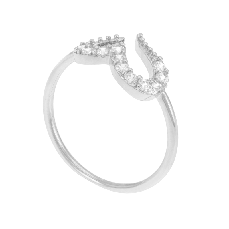 Bague en argent rhodié, oxydes de ziconium