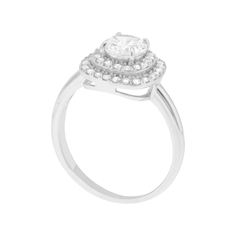 Bague en argent rhodié et oxydes de zirconium