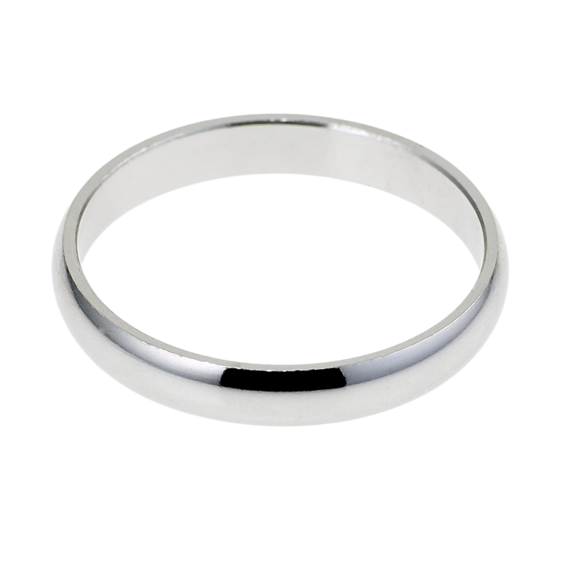 Alliance demi jonc en argent rhodié, largeur 3mm
