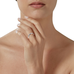 Alliance demi jonc en argent rhodié, largeur 3mm