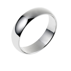 Alliance demi jonc en argent rhodié, largeur 5mm
