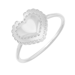 Bague en argent rhodié, coeur