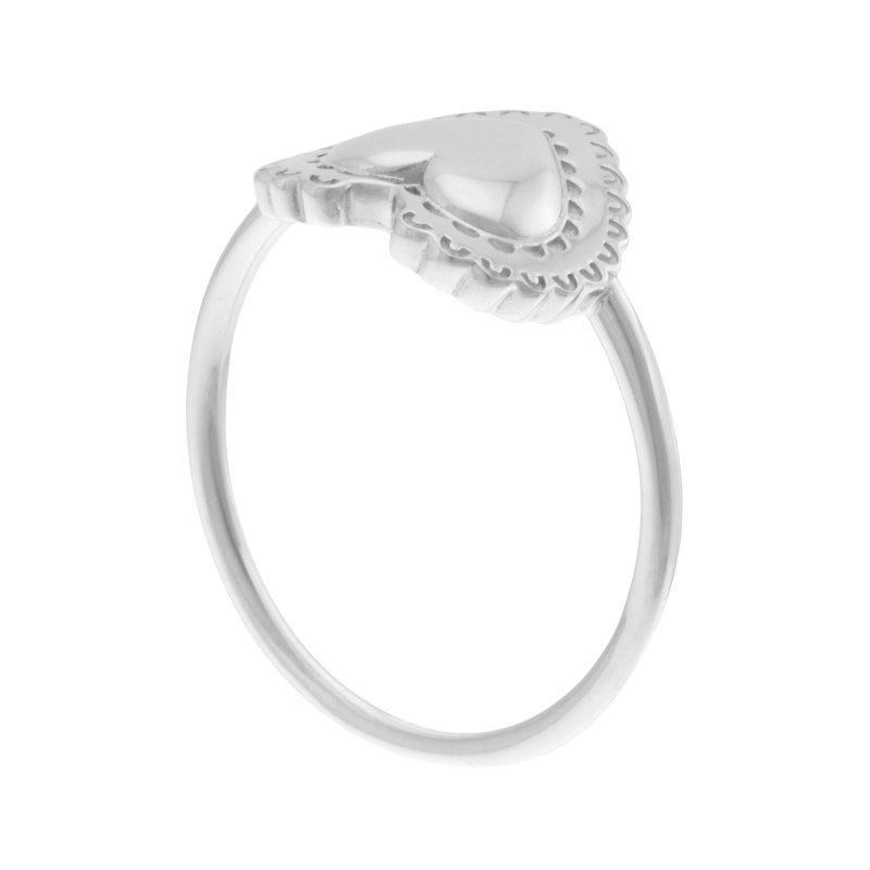 Bague en argent rhodié, coeur