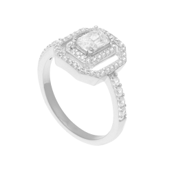Bague en argent rhodié et oxydes de zirconium