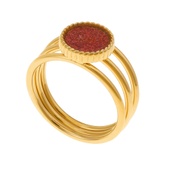 Bague en acier doré et laque pailletée