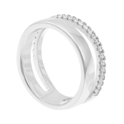 Bague en argent rhodié et oxydes de zirconium