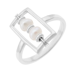 Bague en argent rhodié et perles de culture