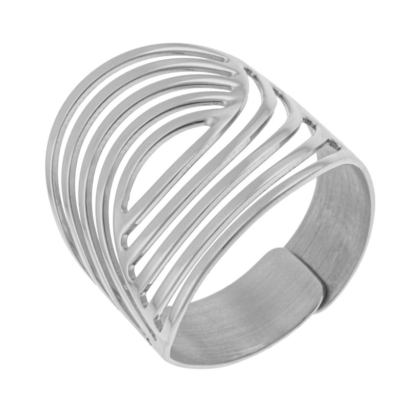 Bague en argent rhodié, ajourée