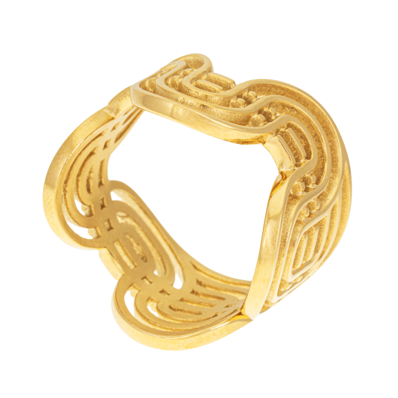 Bague en acier doré