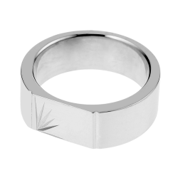 Chevalière en argent rhodié, plateau diamanté
