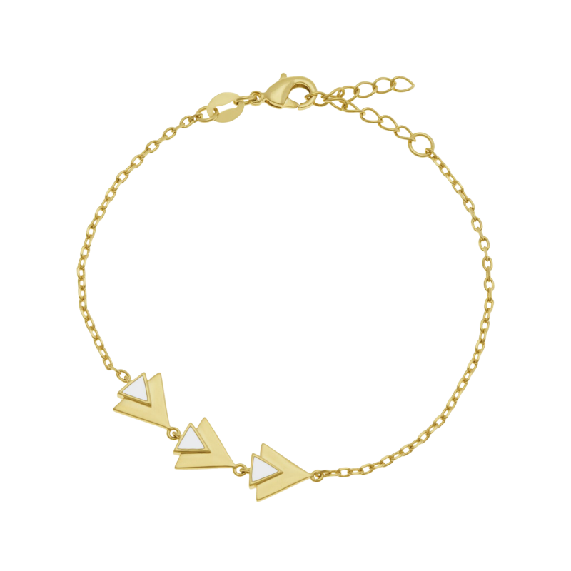 Bracelet en plaqué or et laque blanche