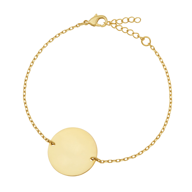 Bracelet en plaqué or, plaque ronde 19,5 mm