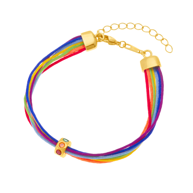 Bracelet en plaqué or, cordons et oxydes de zirconium