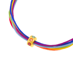 Bracelet en plaqué or, cordons et oxydes de zirconium
