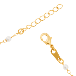 Bracelet en plaqué or, jade et perles synthétiques
